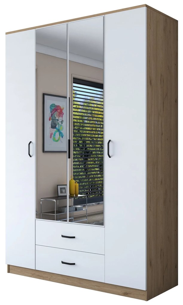 Guarda-Roupa BA131 – Nogueira e Branco – 210x210x51,5 cm