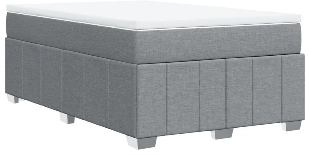 Cama boxspring com colchão 120x190 cm tecido cinzento-claro