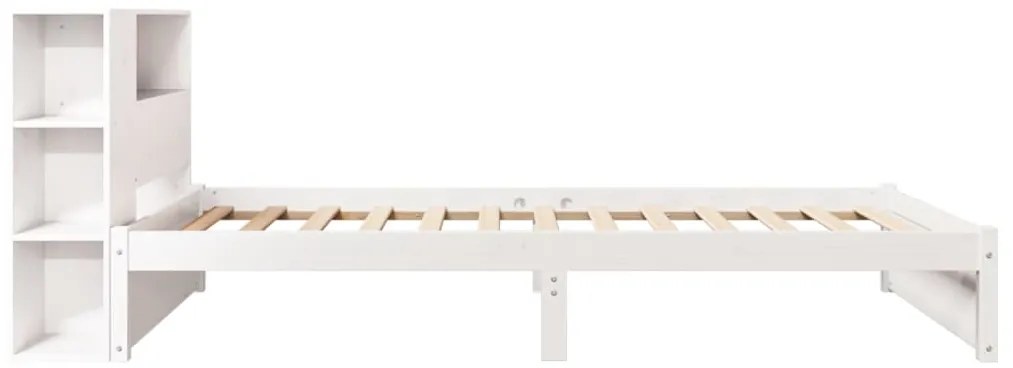 Cama com estante sem colchão 90x200 cm pinho maciço branco