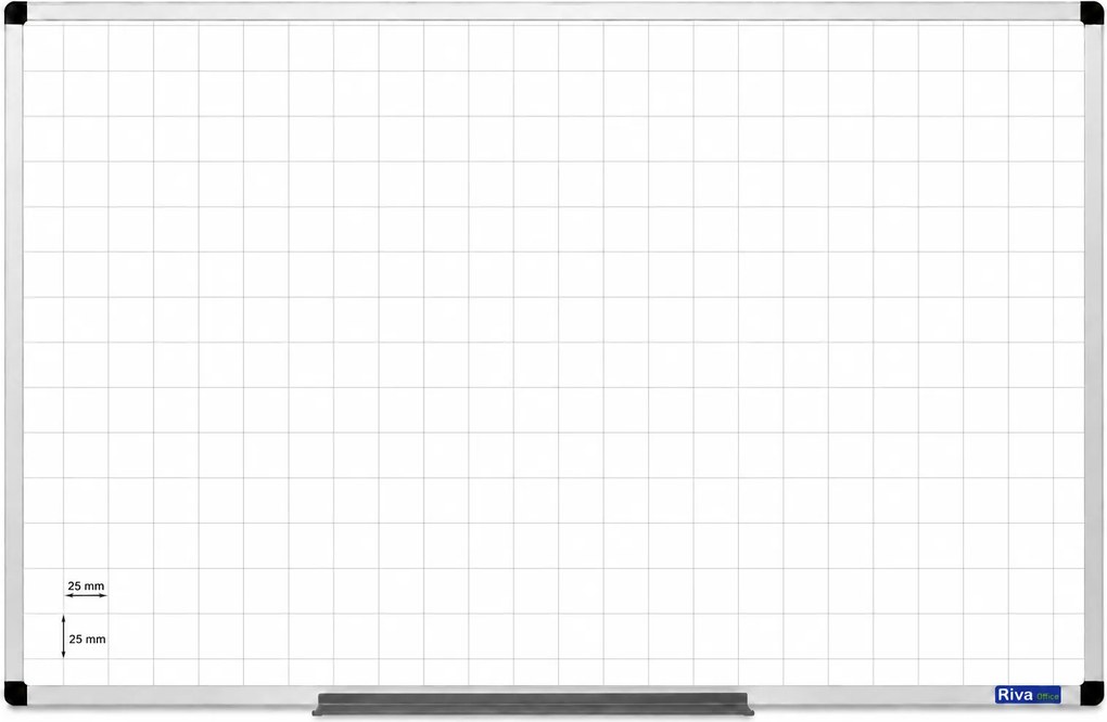 Quadro Branco Quadriculado Porcelana 1000x1500 mm Moldura Alumínio Maya