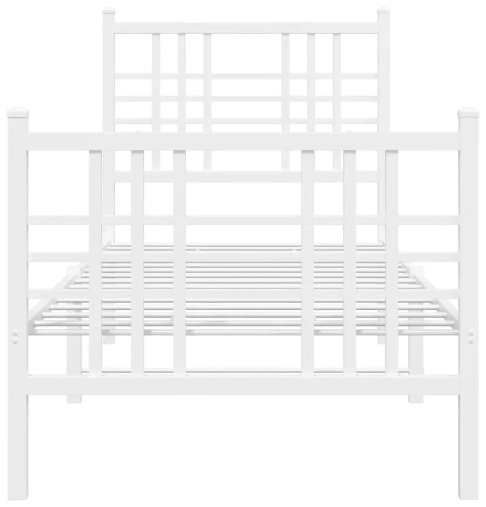 Estrutura de cama com cabeceira e pés 75x190 cm metal branco