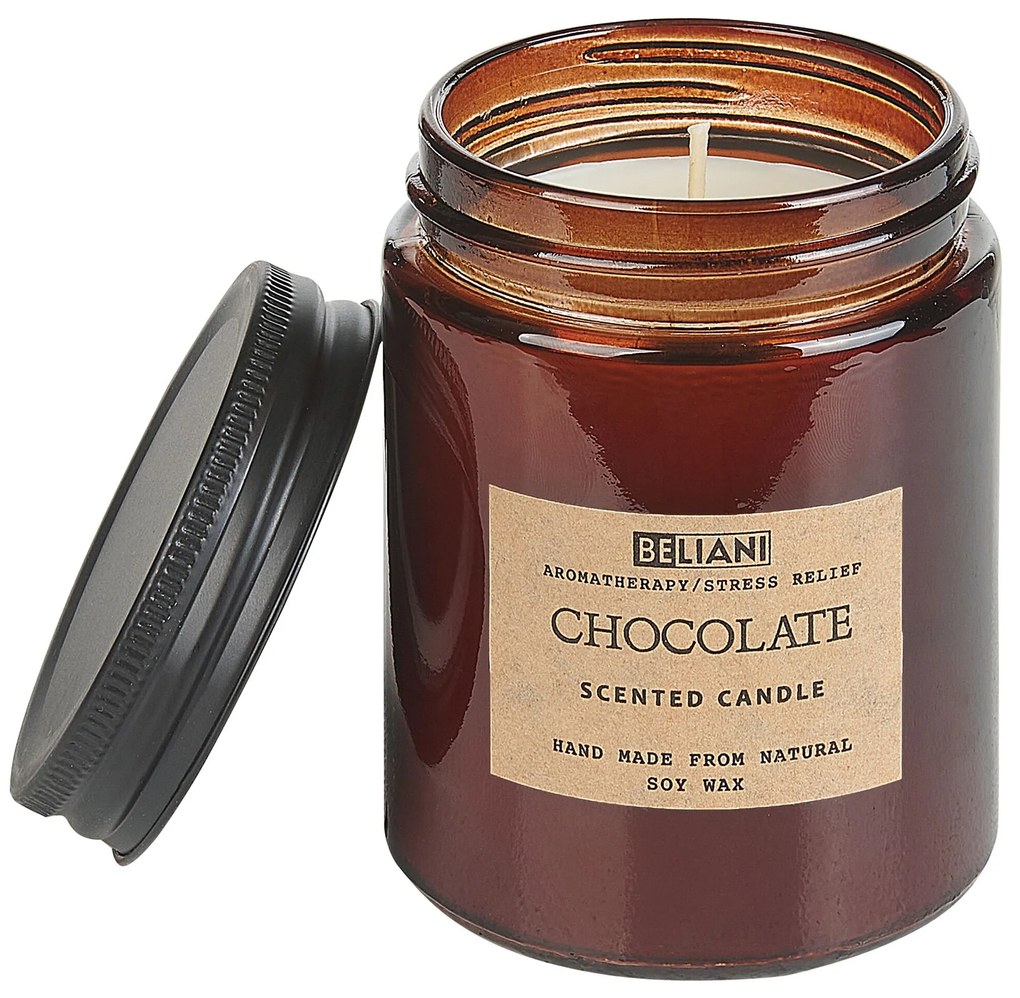 Conjunto de vela de cera de soja e difusor de fragrância chocolate DARK ELEGANCE Beliani