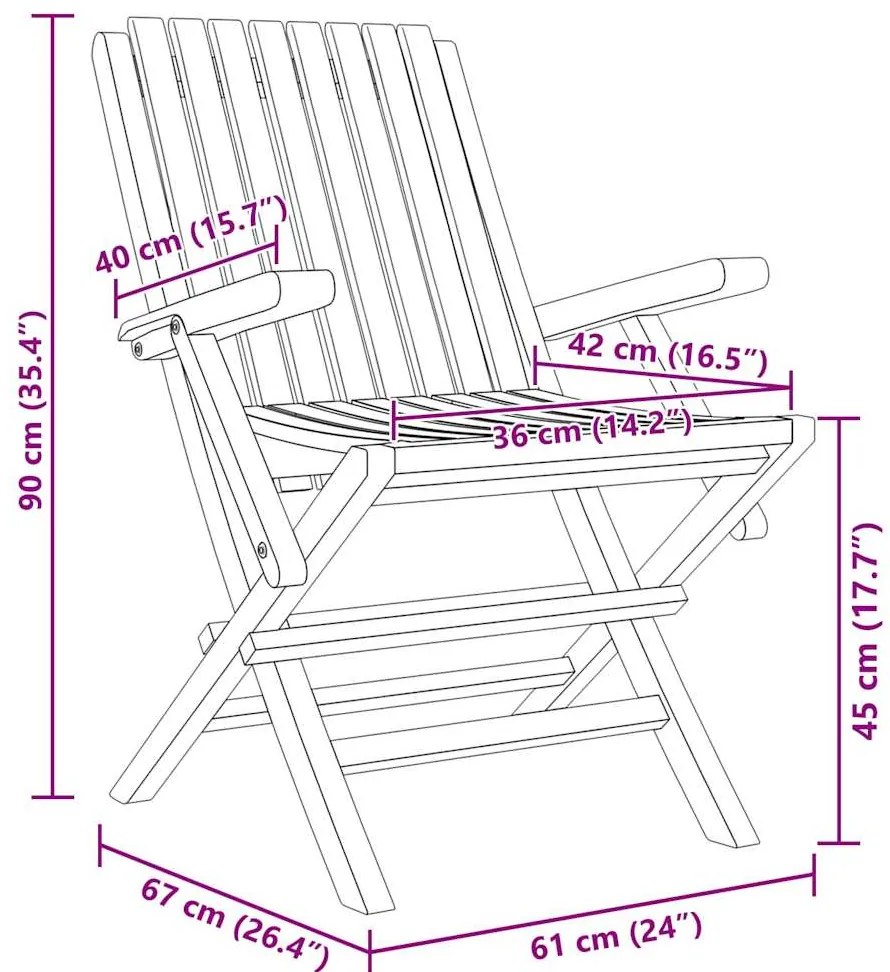 Cadeiras de jardim dobráveis 4 pcs 61x67x90 cm teca maciça