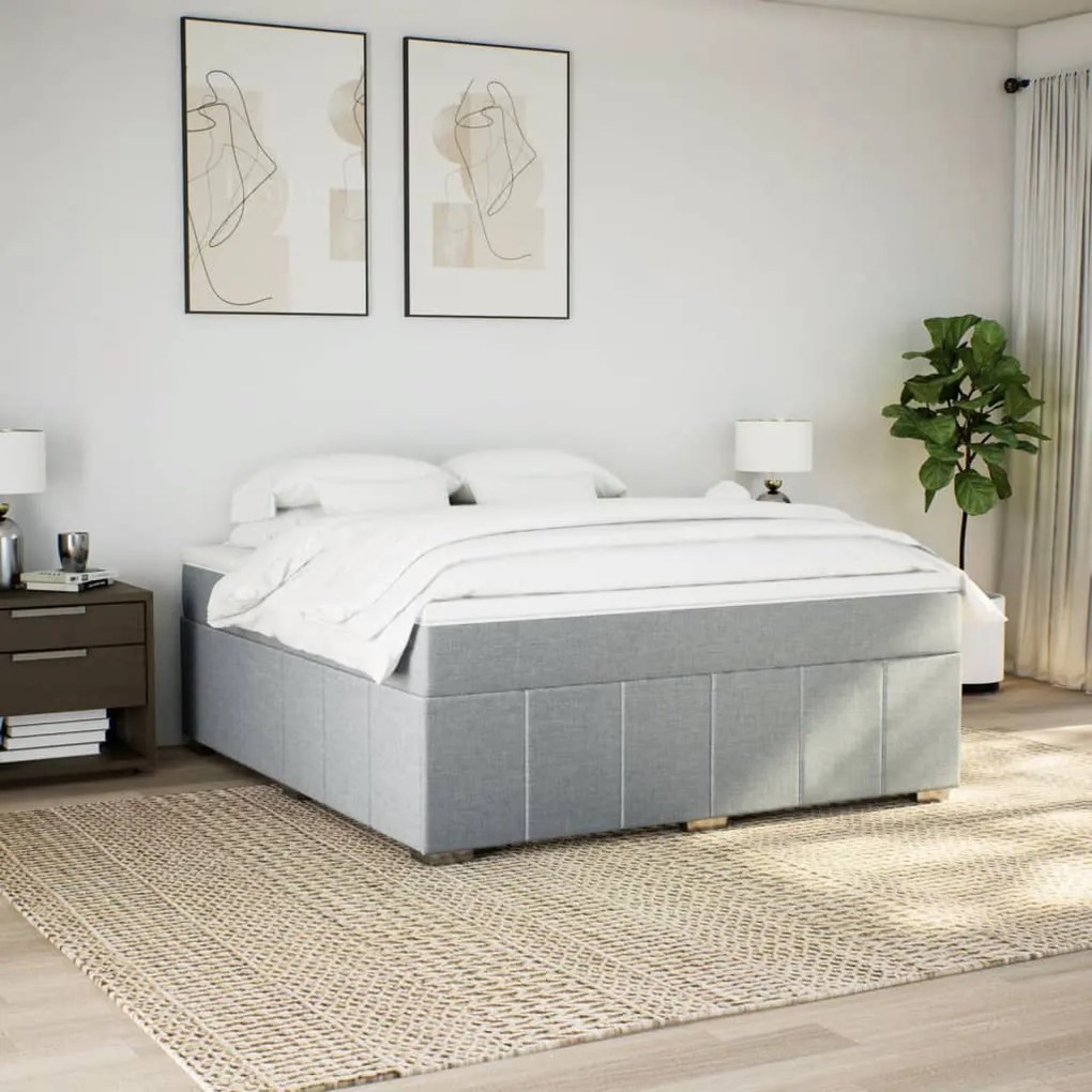 Cama com molas/colchão 180x200 cm tecido cinzento-claro