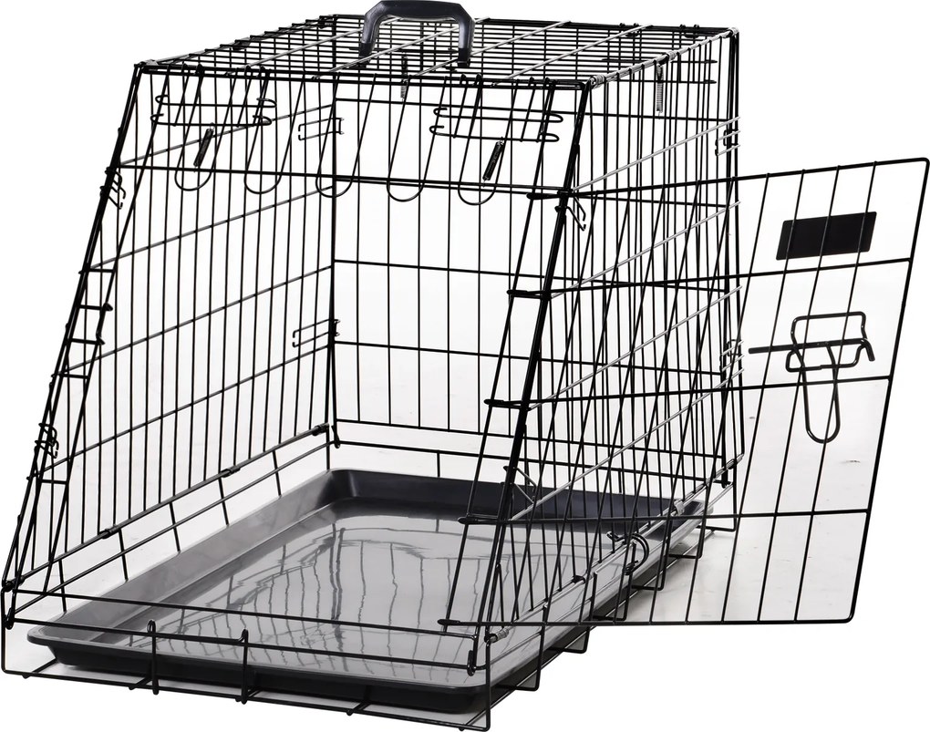 Gaiola de transporte para cães, tamanho L, dim. 78 x 47 x 55 cm, metal preto
