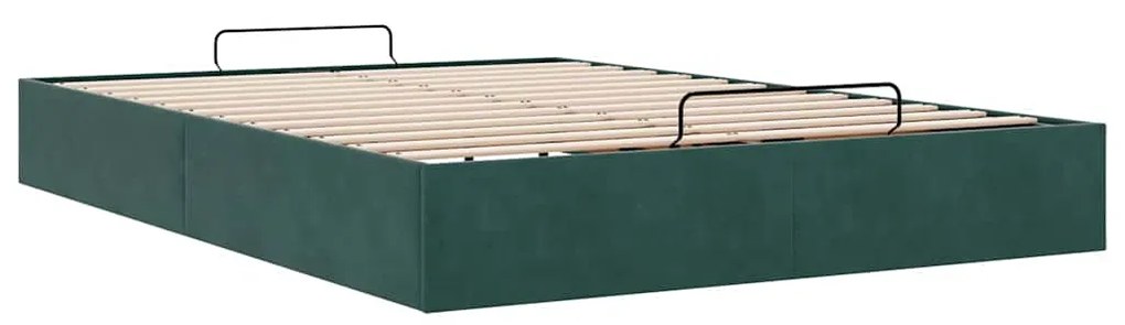 Estrutura de cama otomana sem colchão 140x200 cm verde escuro