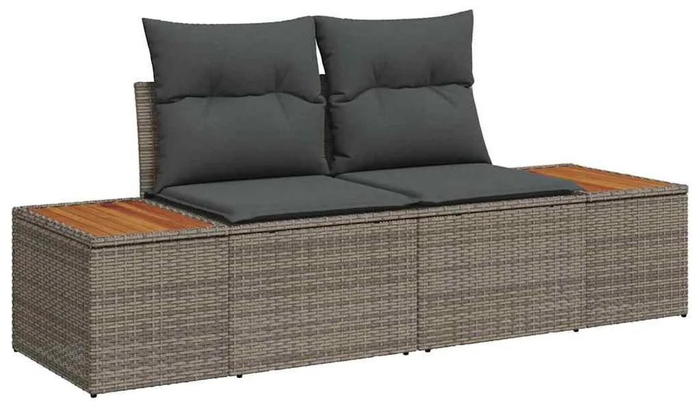 Conjunto de Sofá de Jardim de 9 Peças com Almofadas de Rattan Cinza