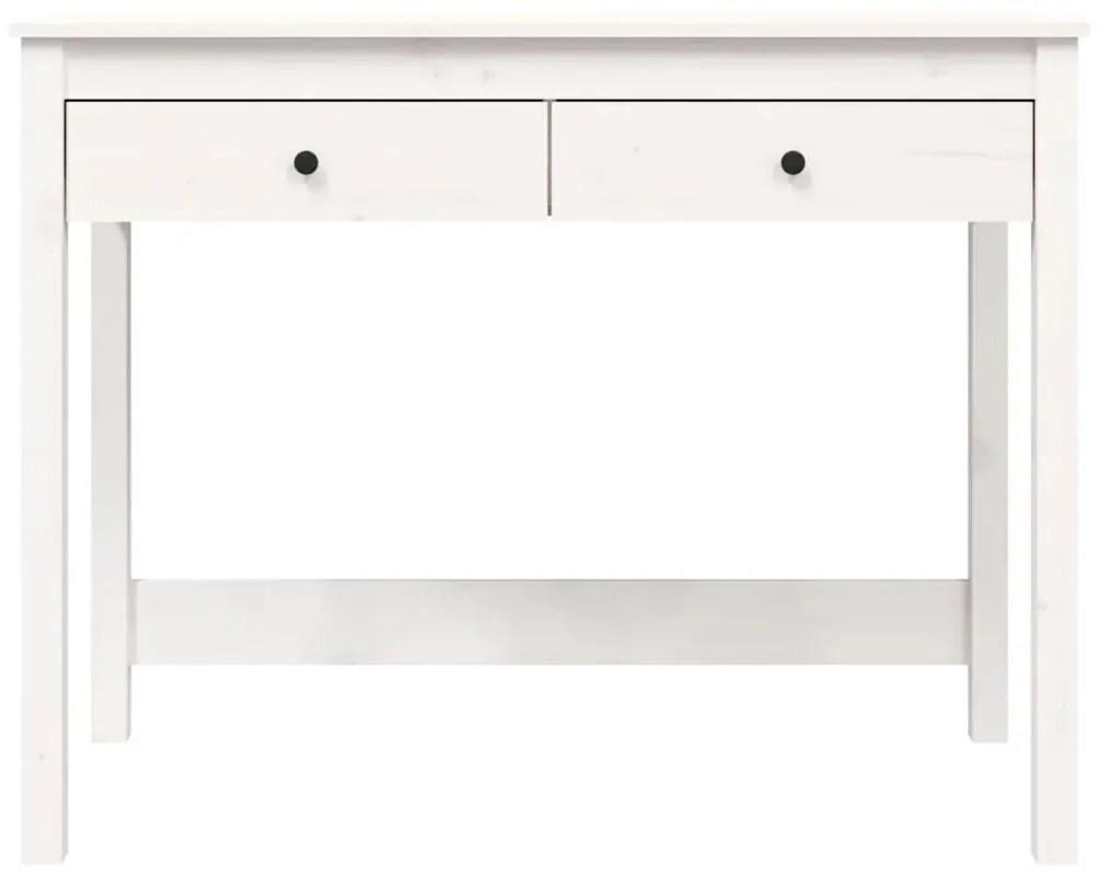 Secretária com 2 Gavetas - Branco - 100x50x78 cm - Pinho Maciço