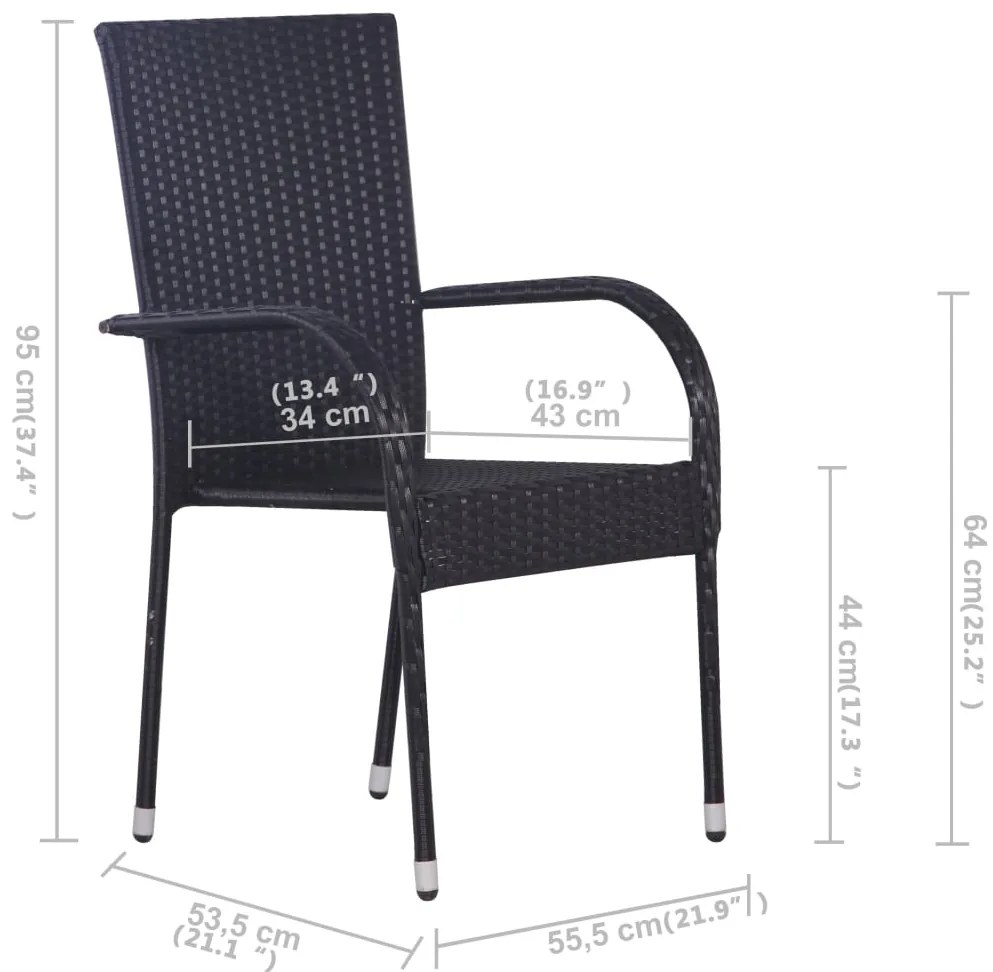 5 pcs conjunto de jantar para jardim preto