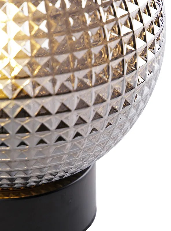 Candeeiro de mesa Art Déco preto vidro fumê - SPHERE Art Deco