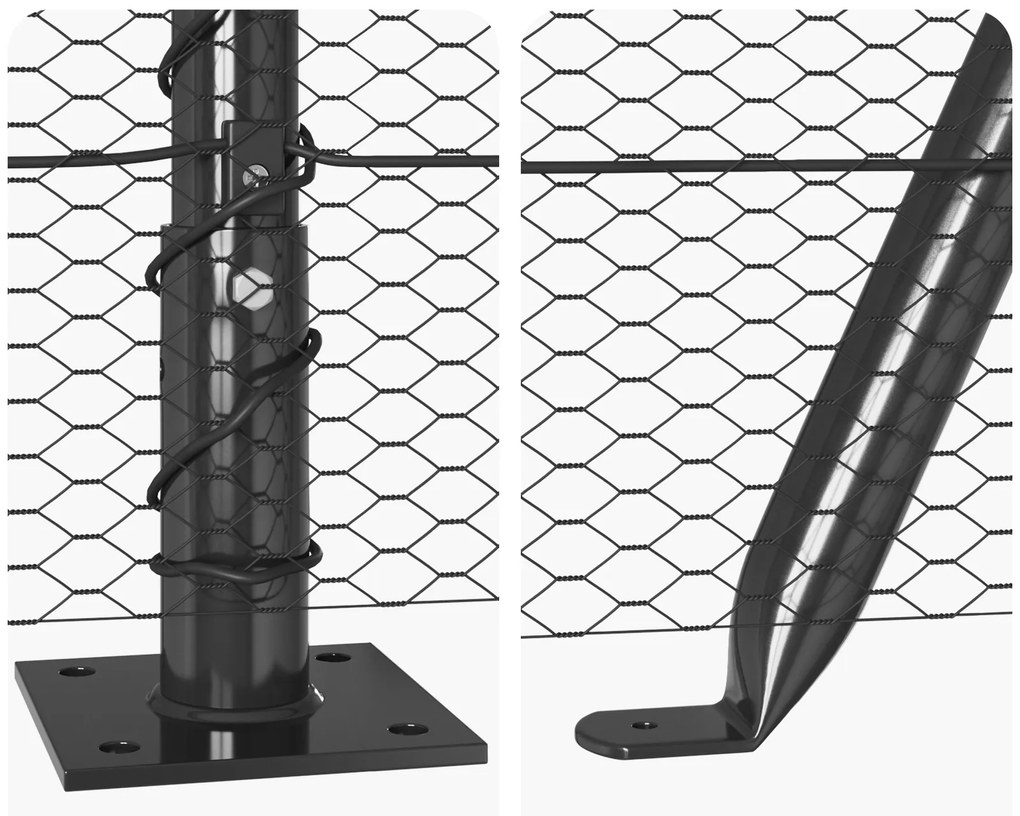 Cerca Hexagonal vidaXL Cinza 1,6x50 m Aço, Postes de Cerca vidaXL com