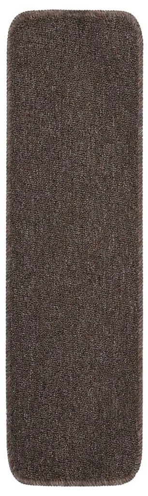 Tapetes antiderrapantes retang. escadas 15pcs 75x20 cm castanho