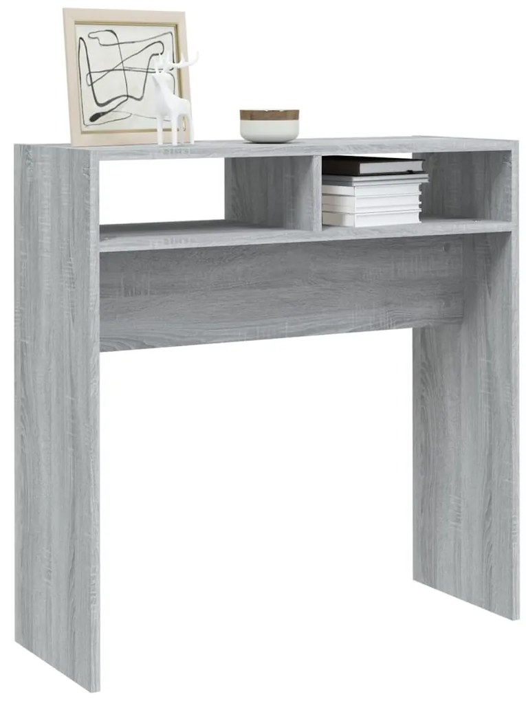 Mesa consola 78x30x80 cm derivados de madeira cinzento sonoma