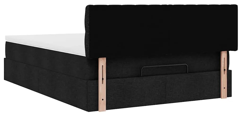 Cama otomana com colchão 140x200 cm tecido preto