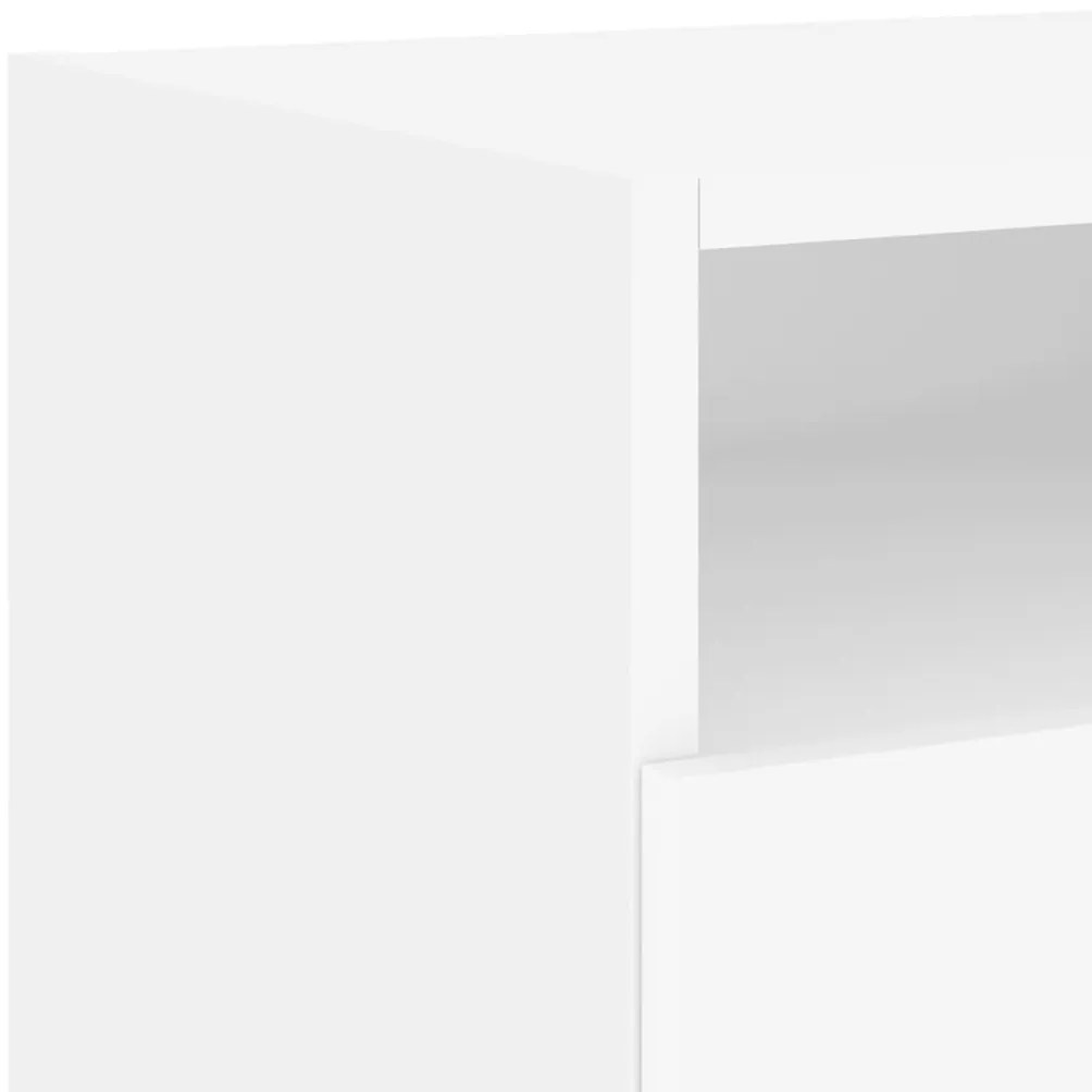 Mesa de cabeceira com luzes LED 40x39x37 cm branco