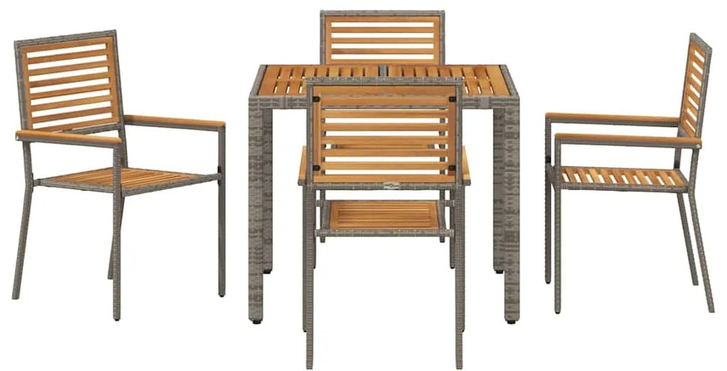 Conjunto de Jantar para Jardim vidaXL de 5 Peças em Rattan Sintético C