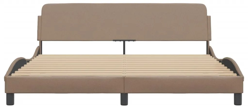 Estrutura cama cabeceira 180x200 cm couro artificial cappuccino