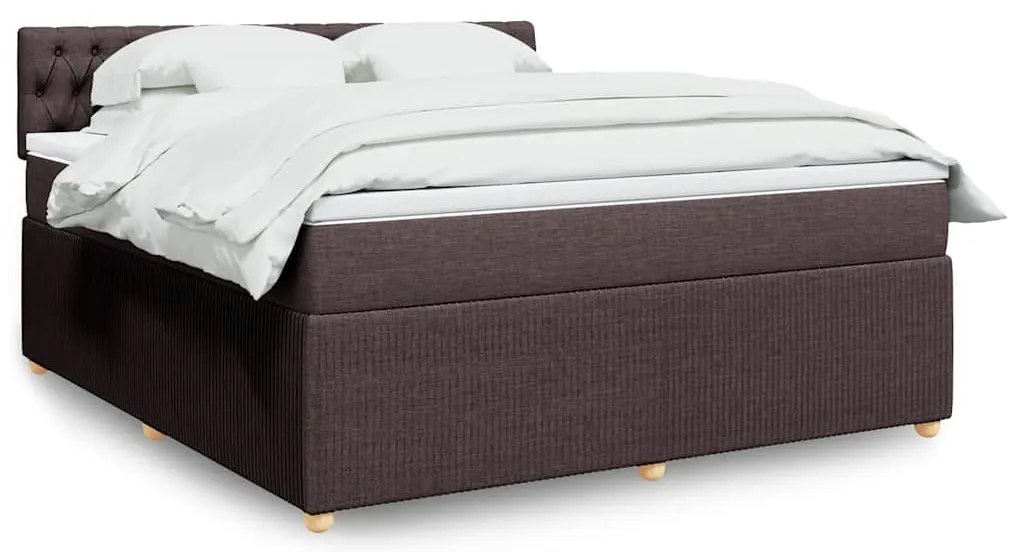 Cama com molas/colchão 180x200 cm tecido castanho-escuro