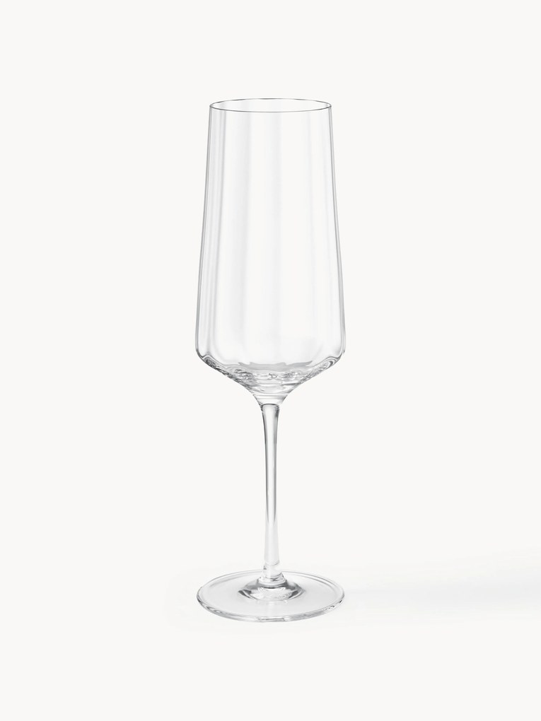 Crystal Champagne Glasses Bernadotte with Groove Structure, Set of 6