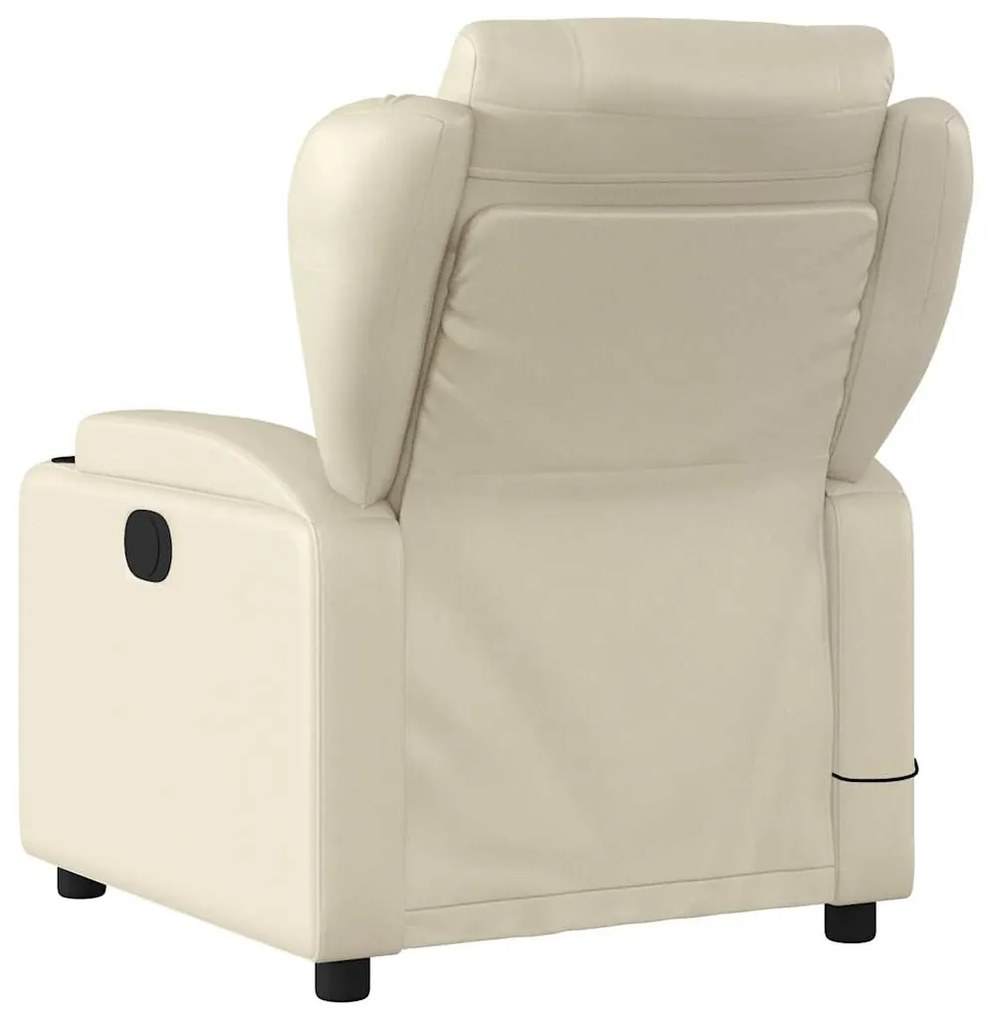 Poltrona de massagens reclinável couro artificial cor creme
