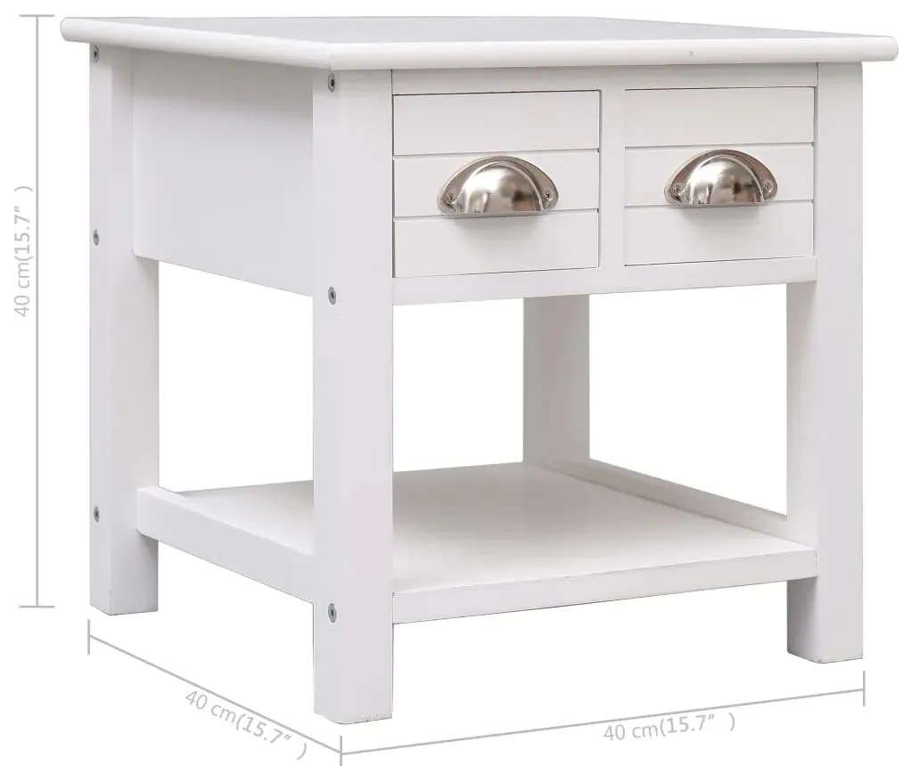 Mesa de apoio 40x40x40 cm madeira de paulownia branco