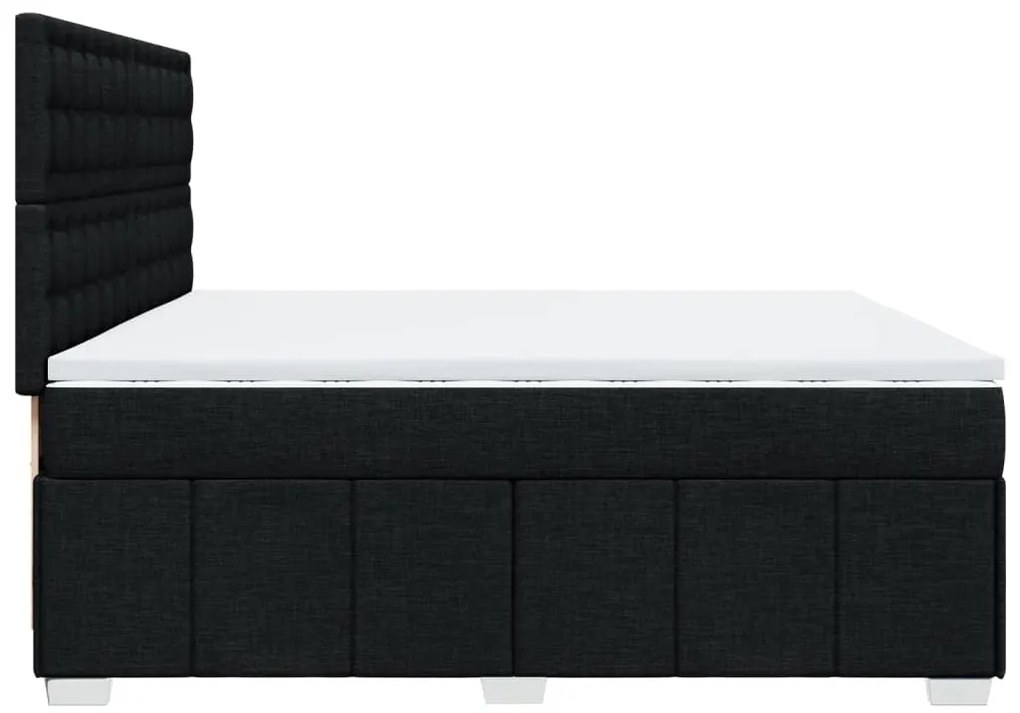 Cama com molas/colchão 200x200 cm tecido preto
