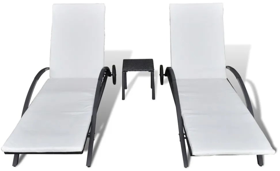 Espreguiçadeiras com mesa vime PE preto