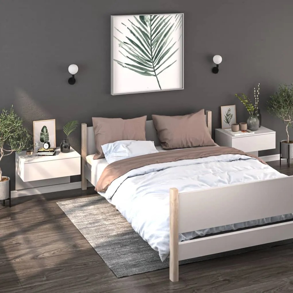 vidaXL Mesas de cabeceira montagem na parede 2 pcs branco