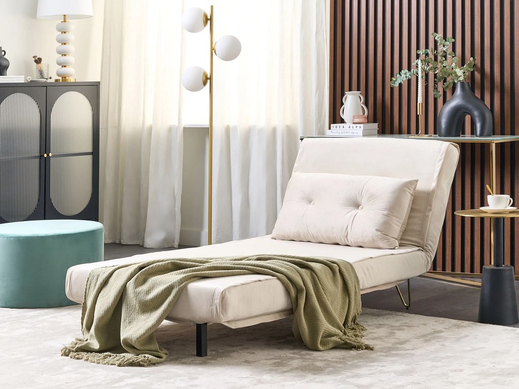 Conjunto de sofás-cama com 3 lugares em veludo creme VESTFOLD Beliani