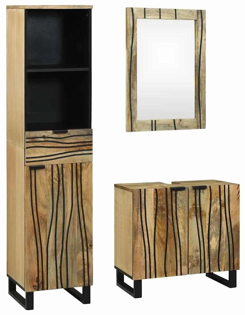 Conjunto de Móveis para Banheiro com gaveta 3 pcs Castanho Alto