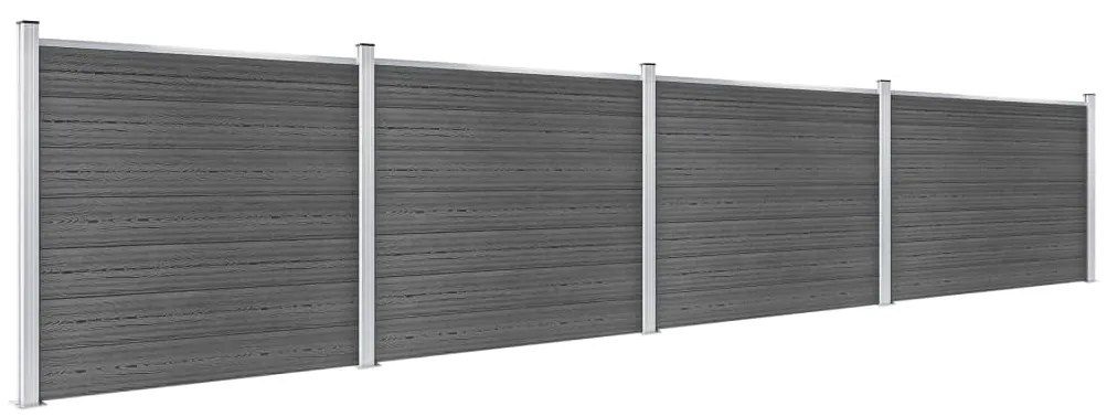 Conjunto painel de cerca 699x146 cm WPC preto