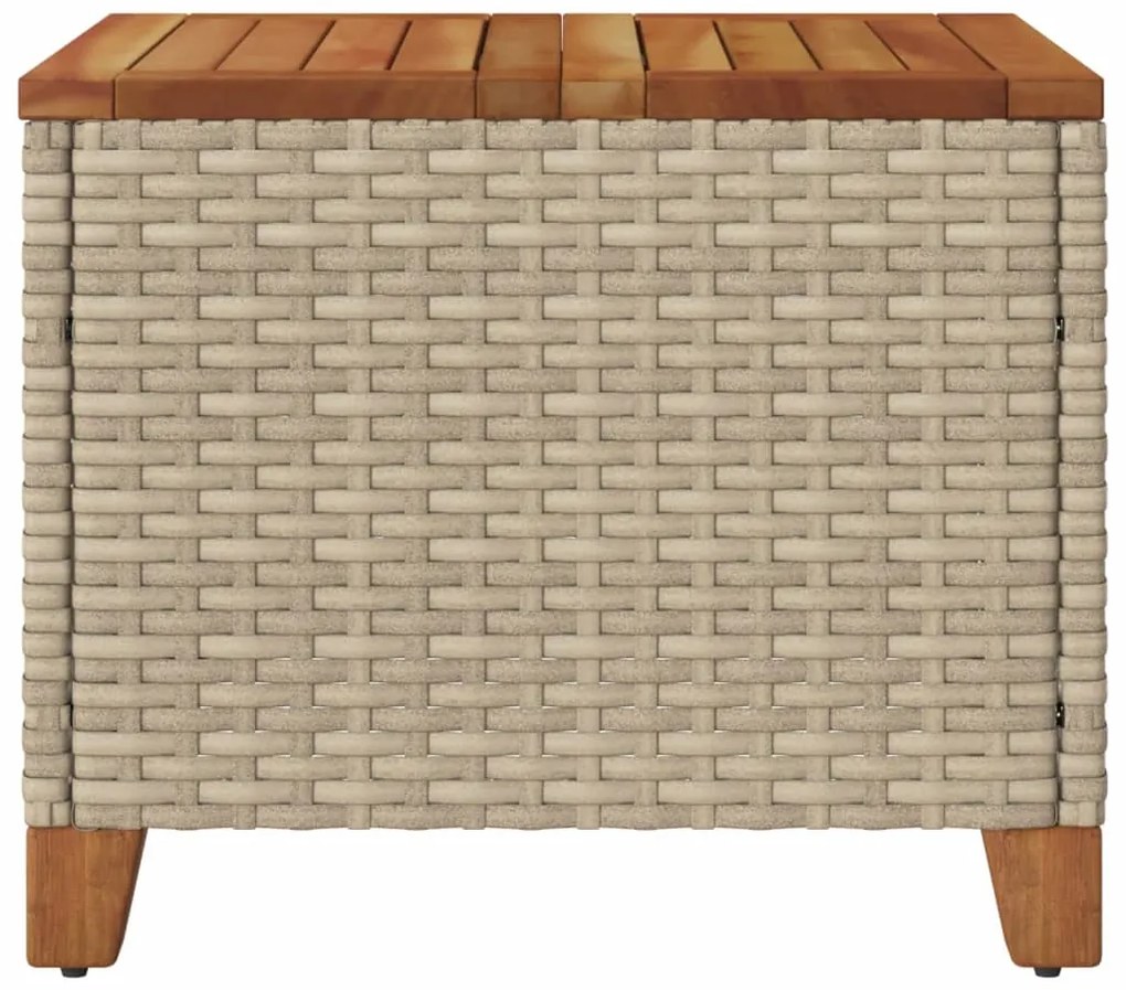 Mesa de jardim 45x45x37 cm vime PE e madeira de acácia bege