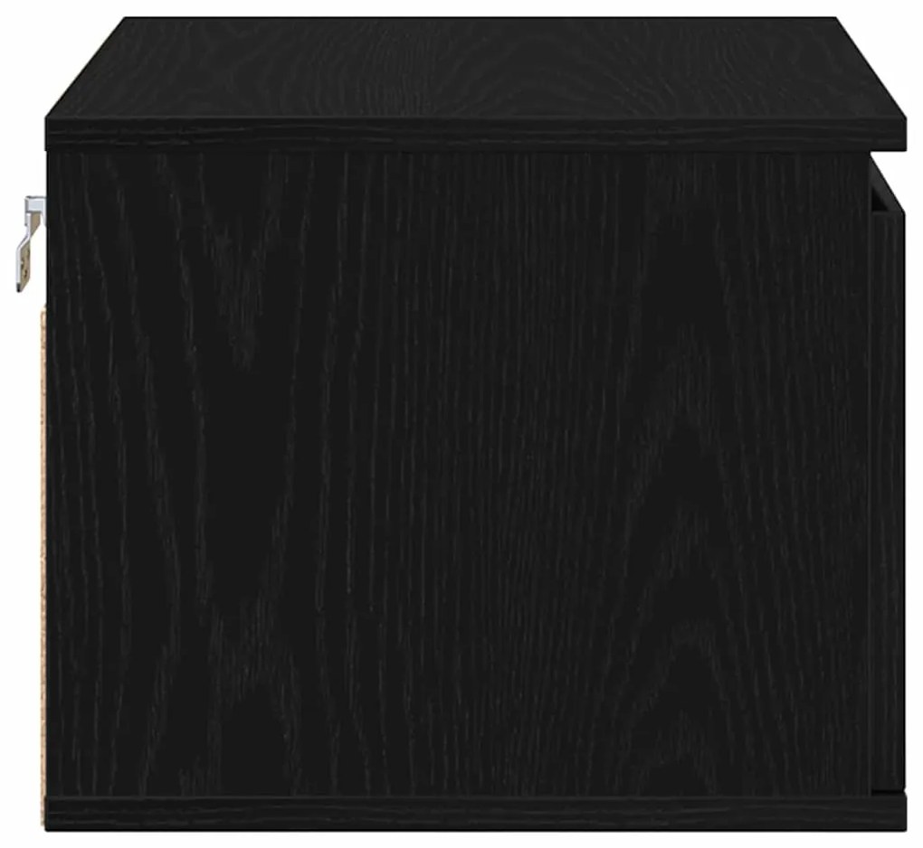 Criado-mudo vidaXL com LED montado na parede Carvalho Preto 50x36x30 c