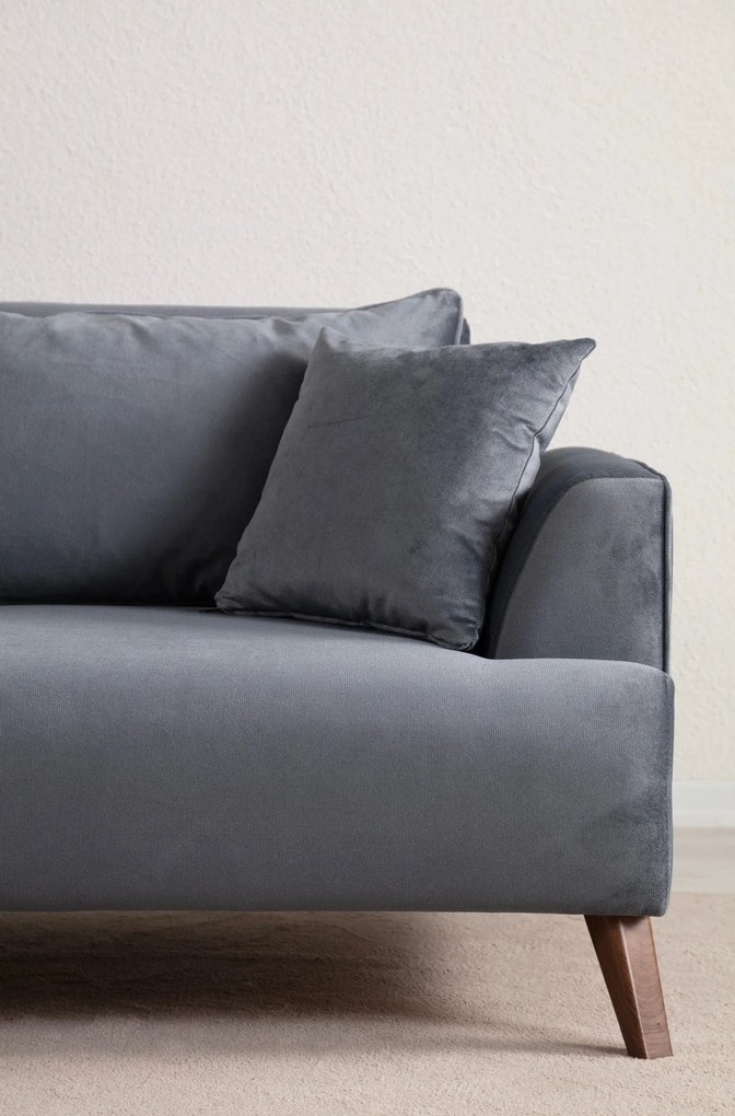 Sofá de 3 Lugares Buhara – Cinzento Escuro – 100x78x220 cm