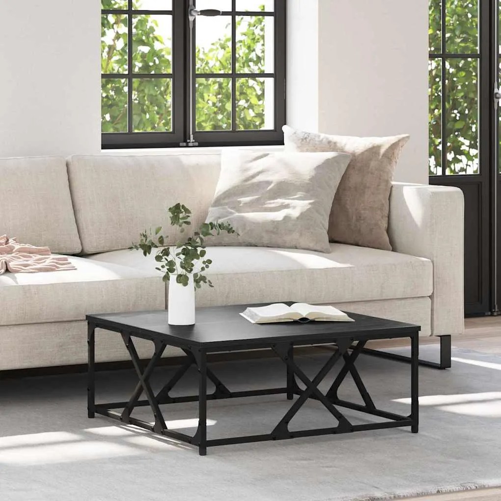 vidaXL Mesa de centro Carvalho Preto 70 x 70 x 30 cm