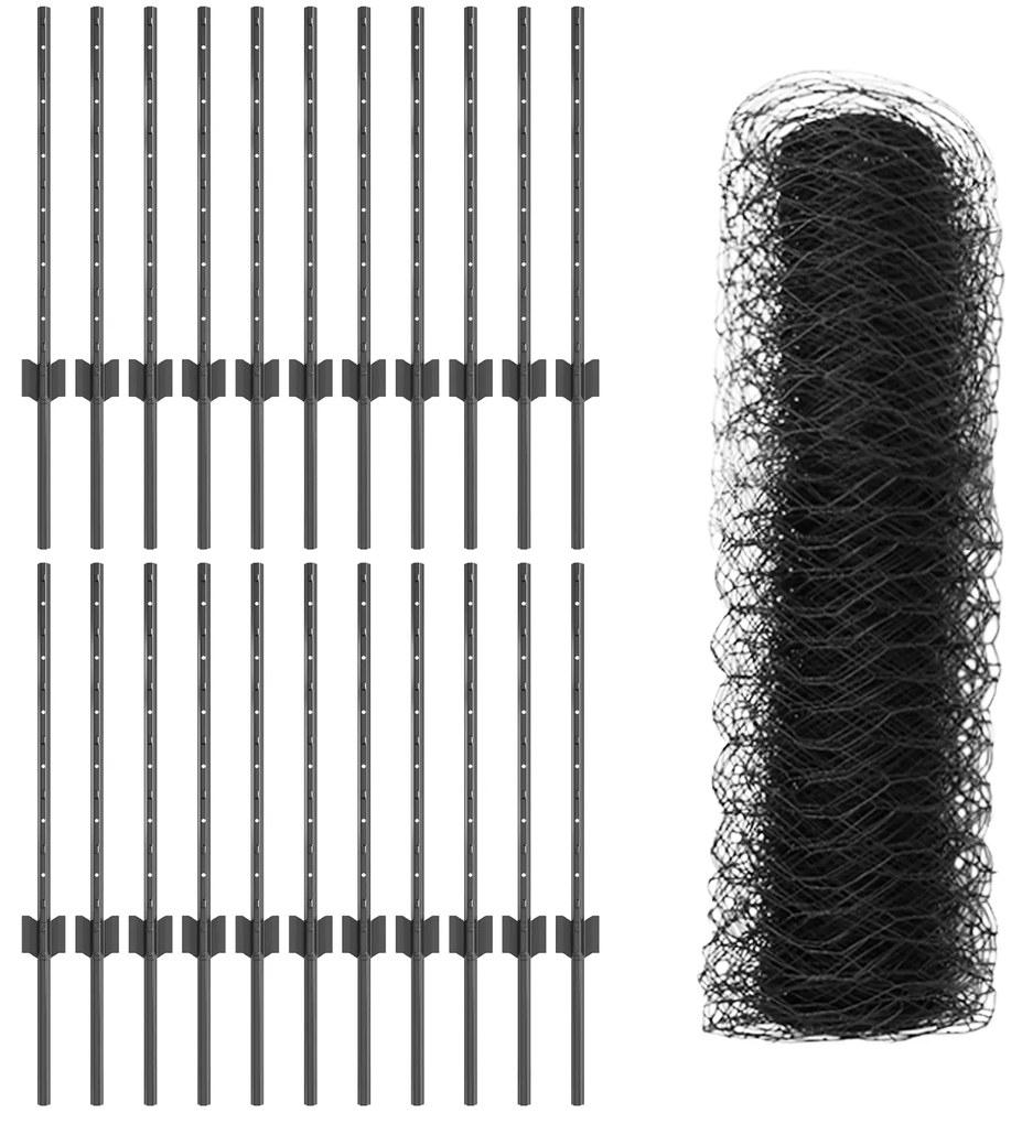 Postes de Cerca vidaXL 11 pcs U-Channel Cinza 60 cm Aço