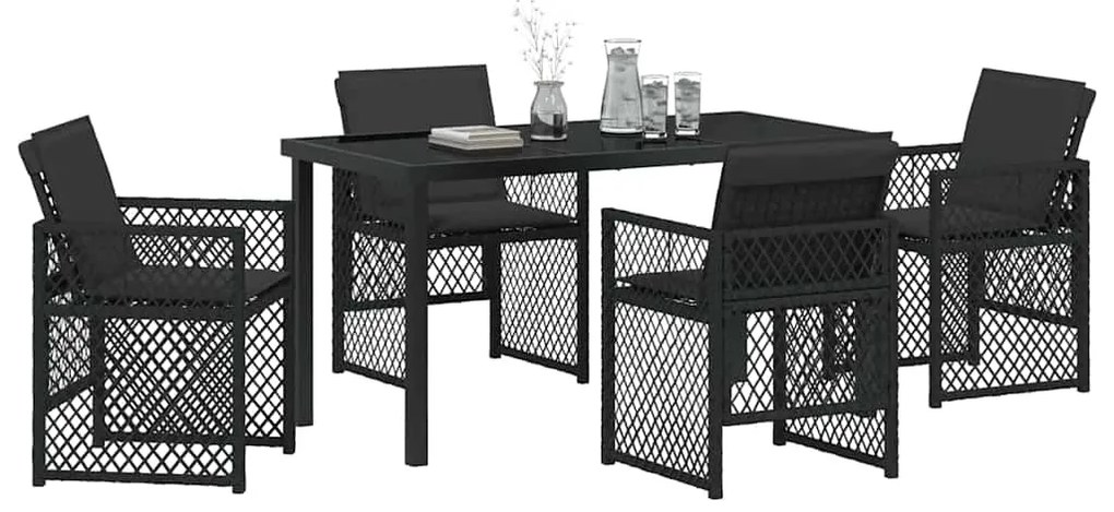 Conjunto de Jantar de 5 Peças do vidaXL com Almofadas Pretas de Poli R