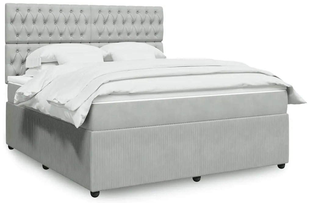 vidaXL Cama com molas/colchão 180x200 cm veludo cinzento-claro
