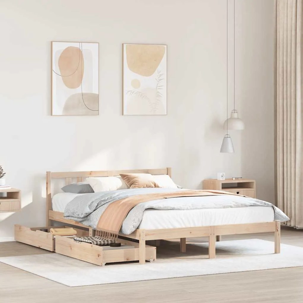 vidaXL Cama sem colchão 140x190 cm madeira de pinho maciça
