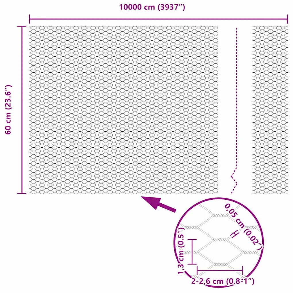 Cerca Hexagonal vidaXL 0,6x100 m Aço Galvanizado