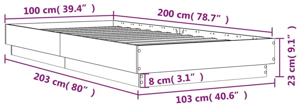 Estrutura de cama 100x200 cm derivados de madeira branco