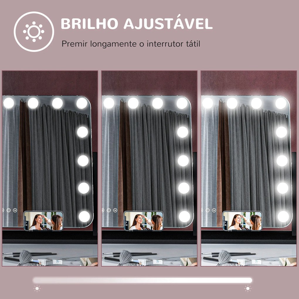 Espelho de Maquilhagem Estilo Hollywood com Luzes Espelho de Toucador