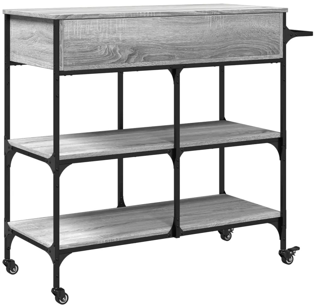 Carrinho de cozinha 105x42x95 cm derivados madeira cinza sonoma