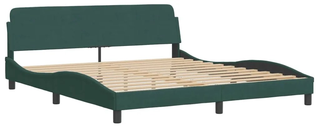 Cama com colchão 180x200 cm veludo verde-escuro