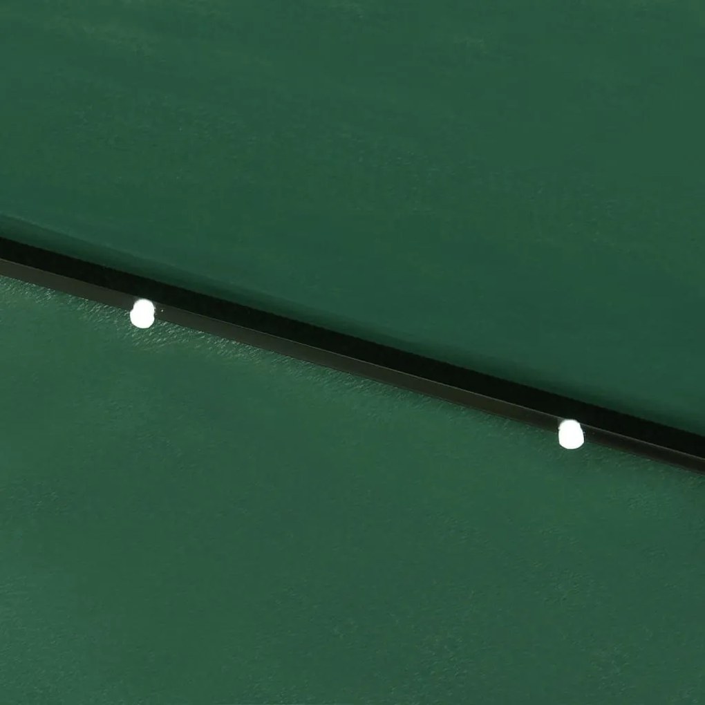 Guarda-sol de jardim com luzes LED e poste de aço 2x3 m verde
