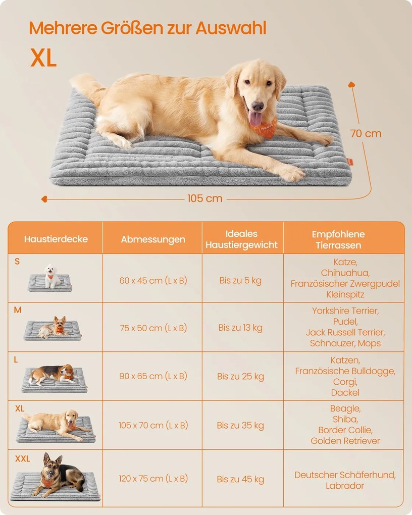 Manta para cães S 105 x 70 cm lavável na máquina Cinzento