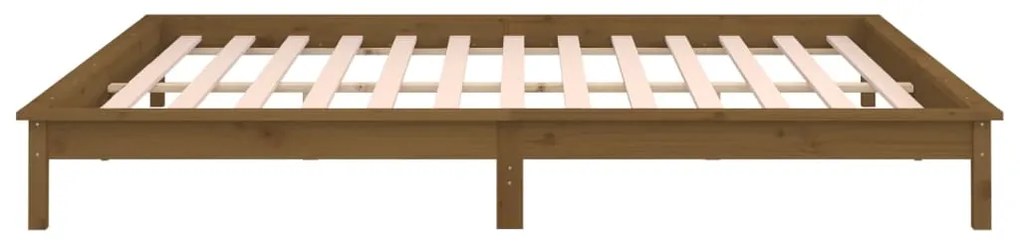 Estrutura de cama c/ LEDs 160x200cm madeira maciça castanho mel
