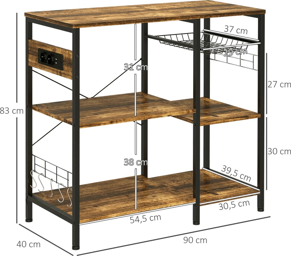Estante com Prateleiras – Modelo Lyon – 90x40x83 – Madeira – 6 Níveis