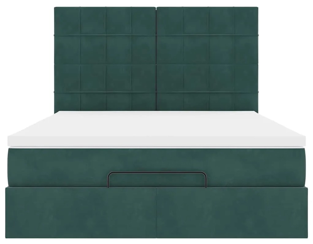 Estrutura cama otomana colchões 140x200 cm veludo verde escuro