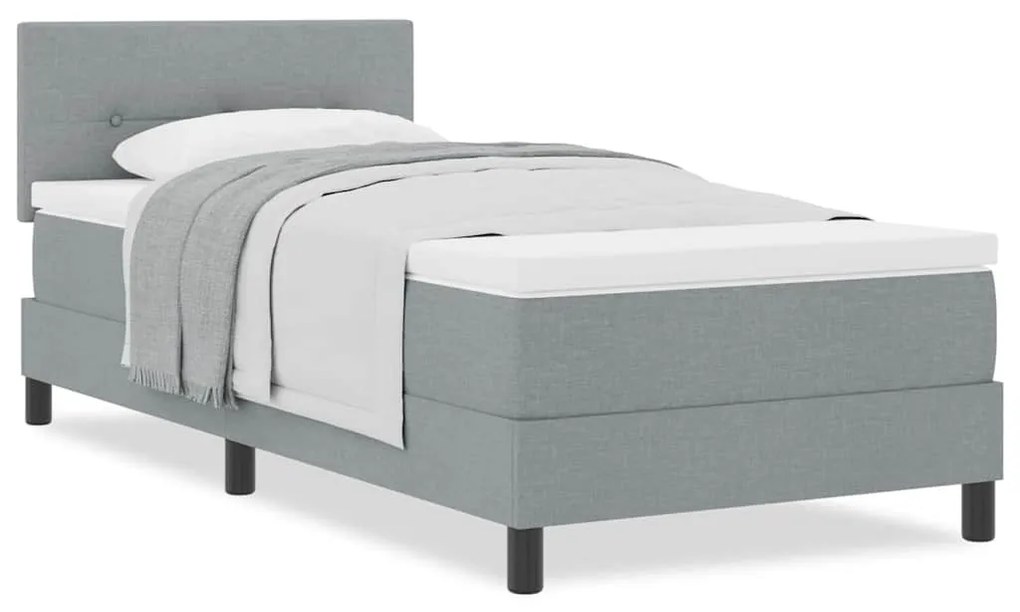Cama Box Spring com Colchão Cinza Claro 100x200 cm Tecido